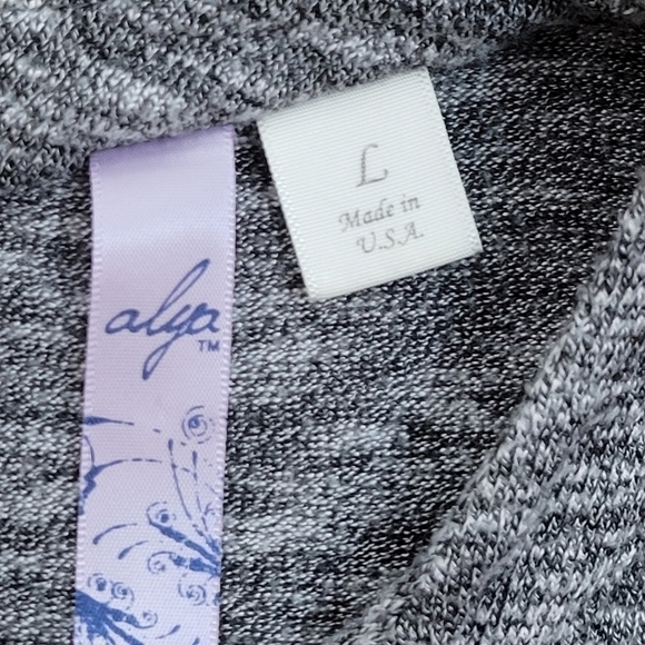 ALYA Women's Heathered Gray Long‎ Sleeve Keyhole Swing Tunic Dress size L - Picture 4 of 7